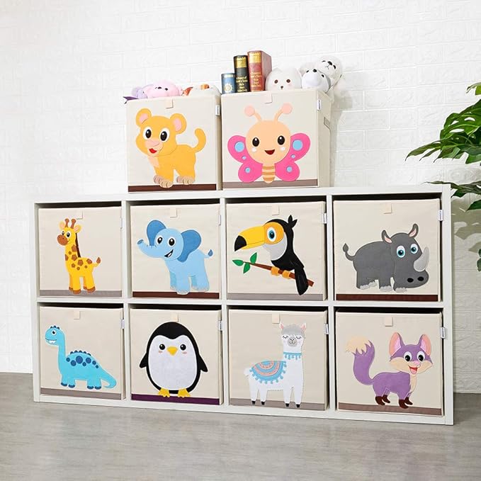 CLCROBD Foldable Animal Cube Storage Bins Fabric Toy Box/Chest/Organizer for Kids Nursery, 13 inch (Dinosaur)