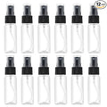 LISAPACK 1oz Small Plastic Spray Bottle (12 Pack) Empty Mini Fine Mist Travel Size Atomizer, Tiny Sprayer for Little Perfume, Water, Cologne, Alcohol, Samples (Clear, 30ml)