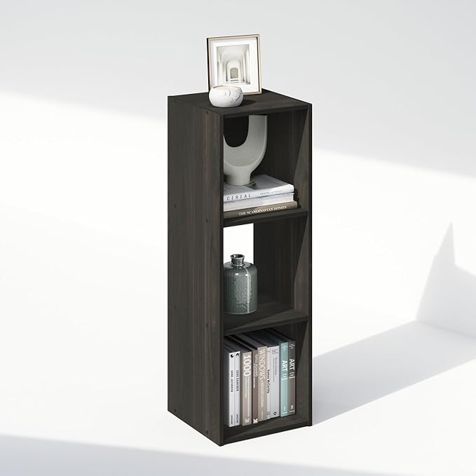 HomeStock Modern Minimalism Cubic Storage Cabinet, Bookcase, Bookshelf Espresso/3 Cube