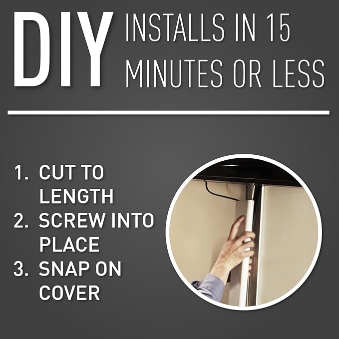 Legrand Wiremold C30S 48 Inch 3 Piece Flat Screen TV Cord Cover Kit, Organizer for Wall, Holds Up to 10 Cords or Cables, Sustainable Packaging, White (1 Pack) | Cord Hider, On Wall, Hide up to 10 Cords, Cut to Size, Customizable, Cable Concealer, Remov...
