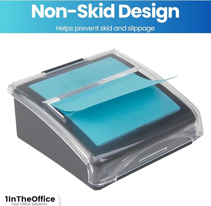 1InTheOffice Pop-Up Note Dispenser, Sticky Note Dispenser, Self-Stick Note Pad Holders, 3x3, Black, 1 Pack