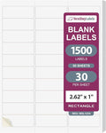 NextDayLabels 2.63x1 Inch Rectangle Stickers White Blank Labels for Laser Inkjet Printer - 30 Per Sheet Self-Adhesive Address Mailing Name Tags Made in USA - 1500 Labels