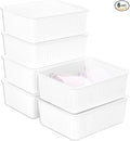 Cetomo Plastic Underwear Drawer Organizer with Lid, Lidded Storage Box for Bras, Plastic Basket for Closet and Shelf, Stackable, White (31 x 24 x 11 cm)