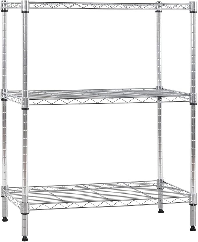 Meet perfect 3-Tier Metal Shelving Unit, 30.2" H x 13.2" W x 23" D Adjustable Wire Rack, 450 lbs Heavy Duty Storage Organizer for Kitchen, Garage, Pantry, Laundry