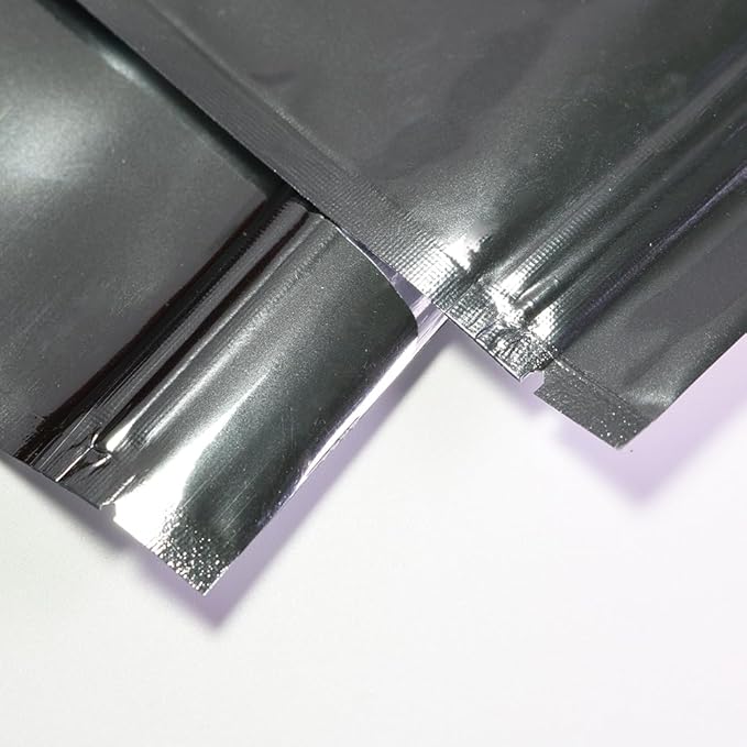 100PCS Customized Resealable Mylar Bag Foil Flat Packaging Bag with Tear Notch,Single-Color Printing for LOGO,QR Code,Text (Silver, 10 * 15CM/4.0"*6.0"-100PCS-One Color Print)