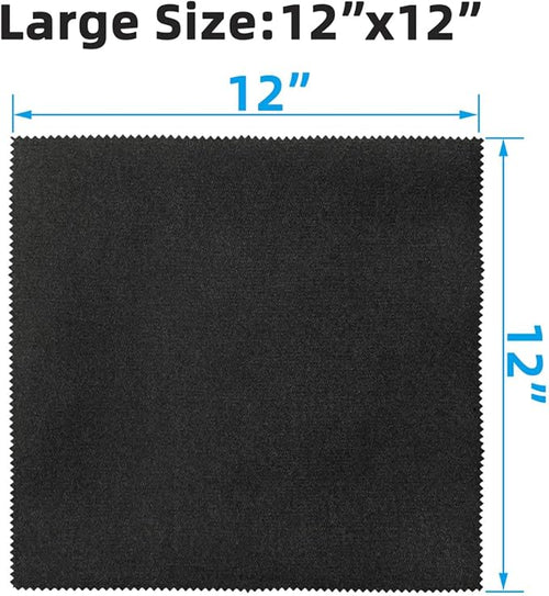 12 Pack Microfiber Gun Cleaning Cloth, 12"x12" Lint Free Gun Cleaning Rags, Reusable Microsuede Cleaning/Polishing Wipes Towels for Firearms, Knives and Scopes (Black)