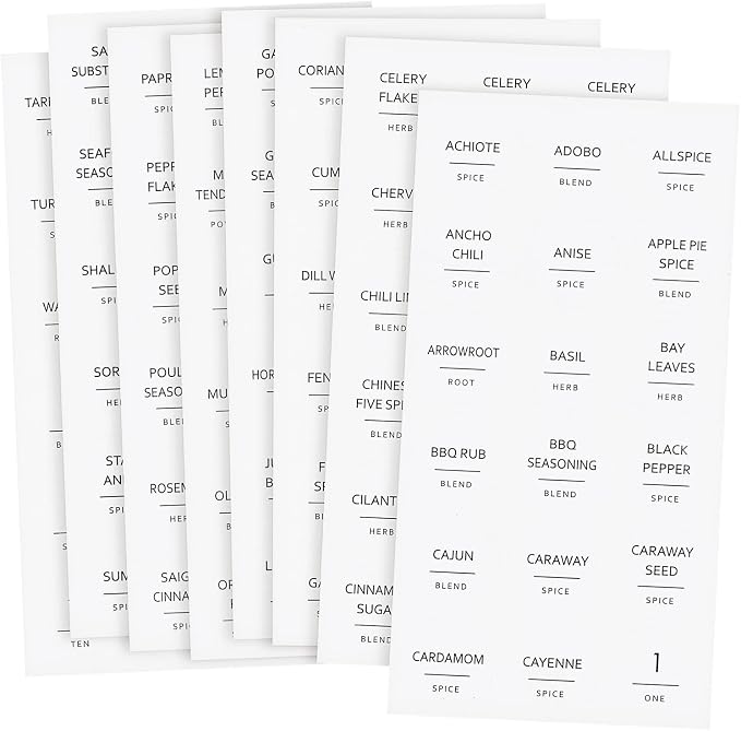 Talented Kitchen Round Spice Jar Labels - Water-Resistant Removable Vinyl Lid Stickers - Spice Rack & Seasoning Bottle Labels - Pantry Organization - Pack of 144, 1.5"