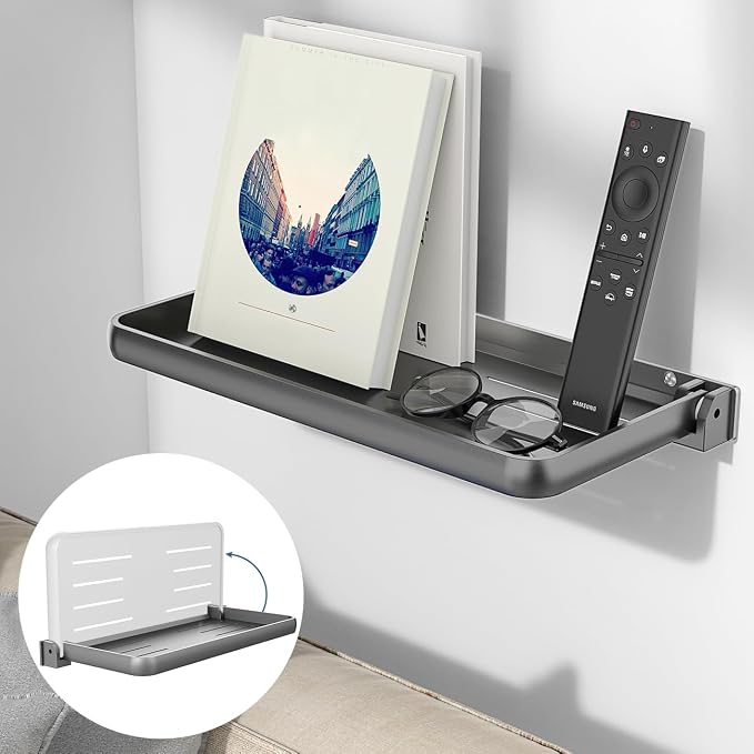 Safoner RV Aluminum Fold-Down Wall Shelf - The Essential Camper Accessory for Interior Organization | Space-Efficient Versatile Floating Storage- 1 Pack