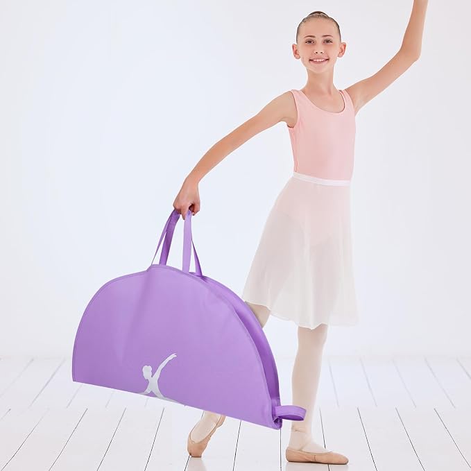 KEEGH 35 inch Girls Tutu Garment Bag Pancake Dance Bag, Purple | Foldable, with Handle Strap, Ballet Tutu Bag, Dance Costume Garment Bag for Hanging Clothes and Dance Competition