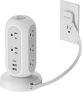 TESSAN Tower Power Strip Flat Plug with 1050J Surge Protection, 5 Ft, Black | 11 Outlets 3 USB (1 USB C), Surge Protector Power Tower, Retractable Extension Cord with Multiple Outlets for Dorm, Office