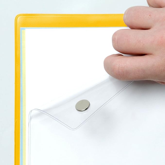StoreSMART® Magnetic Closure Pockets - Magnetic-Back - 11" x 17" - 50-Pack - Yellow - MCP3512MB-Y-50