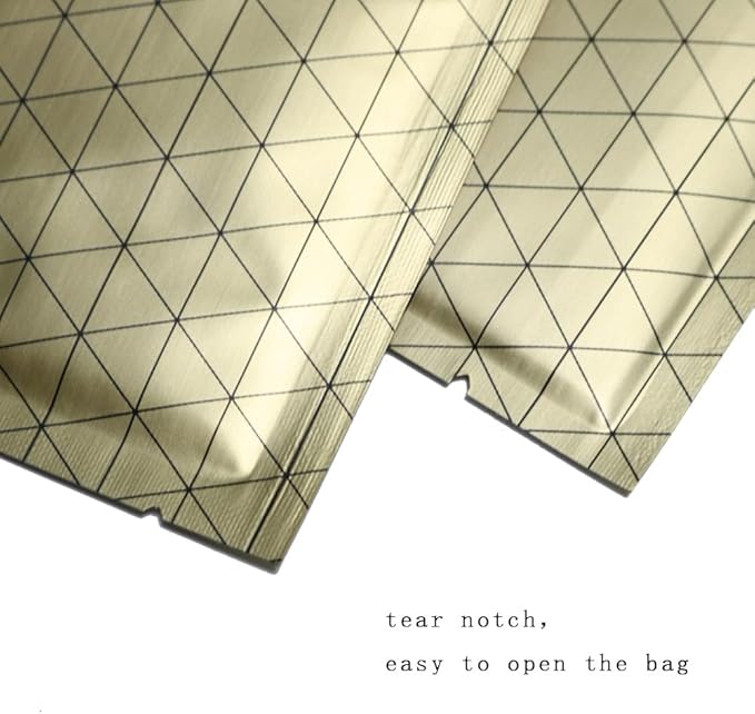 100 PCS 4 Mil Thick Open Top Heat Seal Bags, PET+AL+PE Mylar Bags with Easy Tear Notch, Resealable Heat Sealable Pouch for Food Storage, Packaging, Not Vacuum Bags (Gold, 10 * 15CM/4.0"*6.0")
