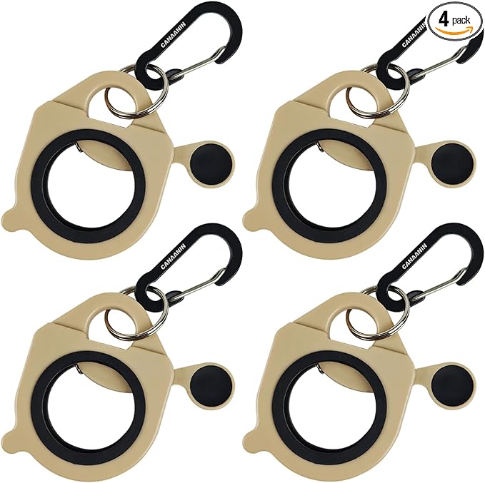 Zip Tie Holder Cable Tie Holder Heavy-Duty Colored Upgraded Carabiner Clip for Tool Belt Organized Strong Efficient for Electrician Tool Storage Reusable Portable (Khaki, 4 Piece)