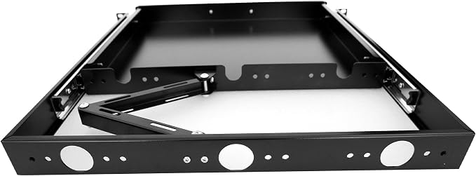 GlobalRack 1U Keyboard Drawer, 17.75" Depth, Extends to 27", Soft-Close | 1U keyboard drawer | 1U rack drawer | Soft-close damping | Foldable handle | Built-in cable management | Heavy-gauge stee