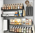 Mystozer 16.9 Inch Wide Large Capacity Magnetic Spice Rack for Refrigerator,6 Pack Metal Fridge Shelf Spice Rack Organizer Refrigerator Organizer Kitchen Spice Organizer Spice Storage(Black)
