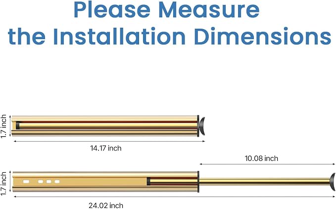 Valet Rod 14-Inch，Tenovel Pull-Out Closet Clothes Rust-Free Closet Hanging Clothes Hat Rack Rod (Mounting Screws Included)-Bright Gold