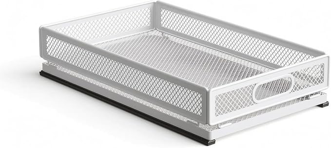 Gralara Pull-out Storage Basket Mesh Storage Basket Rounded Corners for Kitchen, Extended Model 50cm Long 35cm Wide With Slide Rail, Small