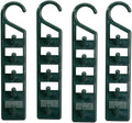 Space Saving Closet Hanger Holders – Set of 4 Durable Green Plastic Organizers with 5 Vertical Hooks Each – Maximize Wardrobe Space for Clothes, Belts, Scarves & Accessories by Miles Kimball