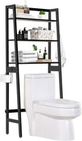 MallKing Over The Toilet Bathroom Organizer, Wooden 3-Tier Over-The-Toilet Storage Rack Bathroom Space Saver Organizer, Freestanding Above Toilet with Toilet Paper Holder and Hooks (Black)