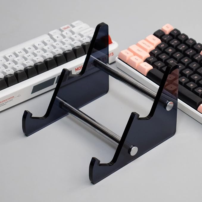 Sumgsn Keyboard Display Stand, Keyboard Storage Stand, Keyboard Holder, Black Transparent Acrylic Stand for Two Mechanical Keyboard