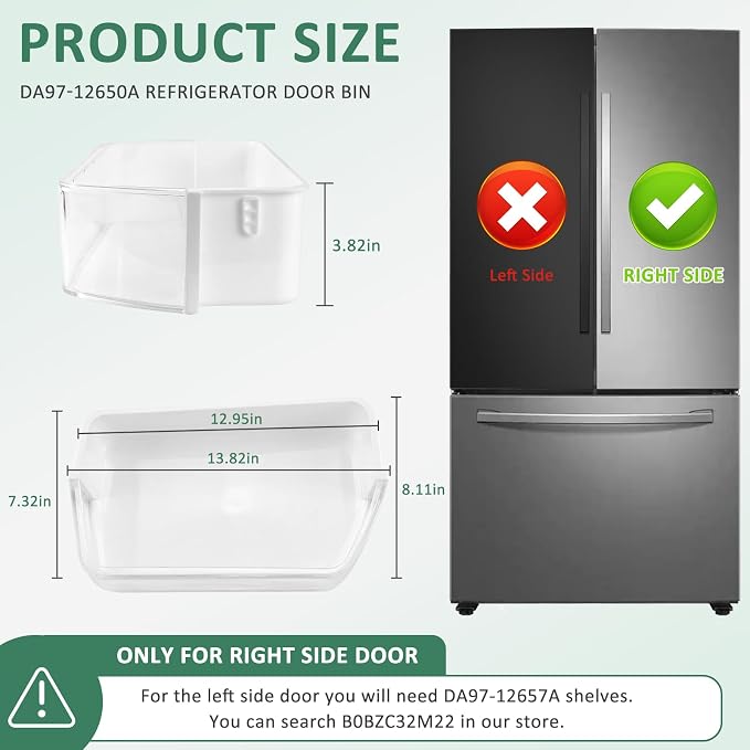 DA97-12650A Sam-sung Refrigerator Door Shelf Bin (Right Side) | Sam-sung Fridge Door Shelves Compatible for Sam-sung Refrigerator RF263beaesr RF260beaesr RF261beaesr Rf260beaeww