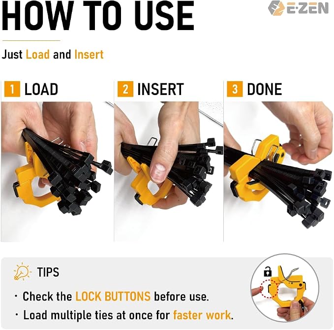 One Touch Cable Tie Holder/Zip Tie Organizer (Yellow)
