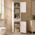 Walsunny Tall Bathroom Storage Cabinet with Freestanding Adjustable Shelves, Narrow Storage Linen Cabinet with 2 Doors and 1 Drawer for Bathroom, Living Room, Kitchen(White)