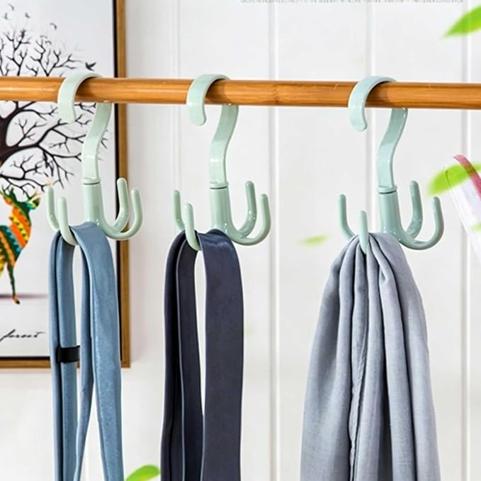4PCS Closet Hanging Organizer 360 Degree Swivel Hooks, Belt Organizer for Closet, Space Saving Closet Organizers Storage for Bra Tank Top Scarf Purse Kitchenware Bath Products (Green)