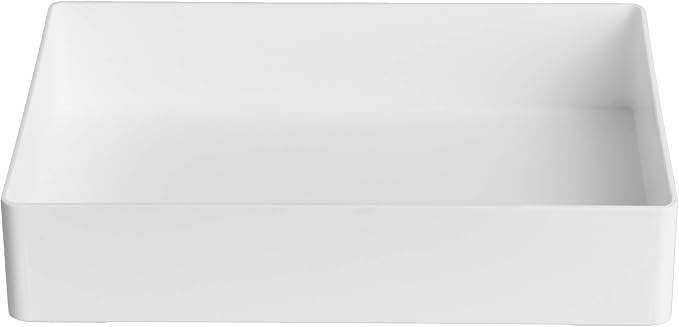 Amazon Basics Rectangular Plastic Desk Organizer with Storage Trays, Accessory Tray, Drawer Organizer, 9.4 x 6.7 x 2 inch, White (Pack of 2)