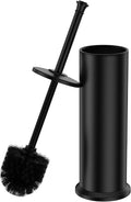 Black Toilet Brush and Holder，Extra Long Handled Toilet Brush for Bathroom，Stainless Steel Heavy Duty Toilet Bowl Brush,Removable Inner Bowl,Deep Cleaning Dense Bristles Cleaner Brush -Space Saving