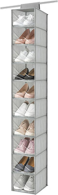 Sadnyy 10-Shelf Hanging Closet Shelf Shoe Organizer with Dust Cover Hanging Closet Organizer Dorm Essentials for Girls Boys Clothes Storage for Hats and Handbags, 10 kg Load Capacity(Gray)