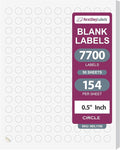NextDayLabels 0.5 Inch Round Circle Stickers White Blank Labels for Laser Inkjet Printer - 154 Per Sheet Self-Adhesive Color Coding Made in USA - 7,700 Labels