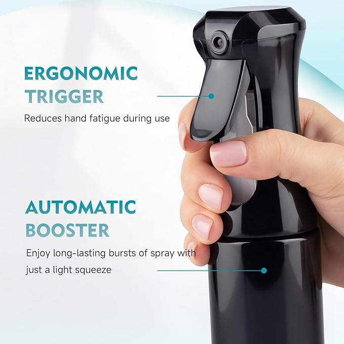 Continuous Spray Bottle, 6.8 OZ Hair Spray Bottles, Ultra-Fine Mister Spray Bottle for Hairstyling, Cleaning, Plants, Pets, Salons, and More (2 Pack)