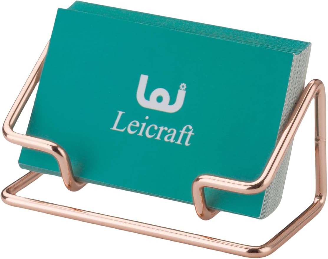 Business Card Holder for Desk, Cute Metal Card Organizers and Office Desk Accessories for Men and Women (Rose gold)