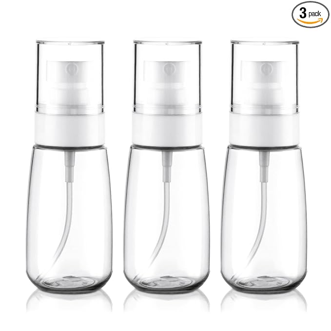 Cosywell Travel Spray Bottle TSA Approved 2oz 60ml 3 Pack Leak Proof Fine Mist Spray Bottles Empty Plastic Refillable Spray Bottle for Perfume Essential Oils Toners Rose Water Cosmetics(3Clear)