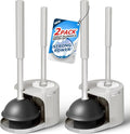 FORASTO 2Pack 2 in 1 Toilet Plunger and Brush Set,Extended Handle Plunger,Toilet Bowl Brush Plunger Set,Bathroom Cleaning Tools,Cleaning Brush,Toilet Brush Plunger Combo,Cream Grey（21inch） | 21" Extended, Apartment Must Haves, Accessories Decor, Essent...