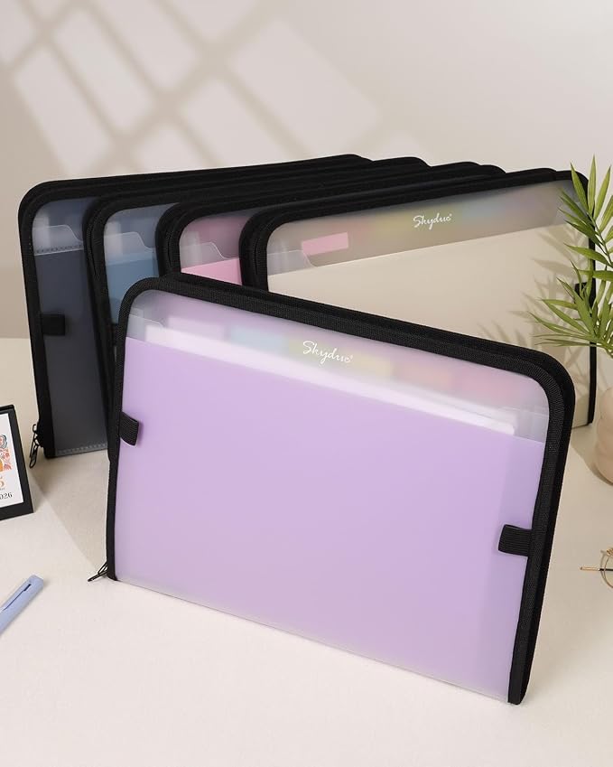 SKYDUE Accordion File Organizer, 7 Pocket Expanding File Folder with Front Pocket, Letter Size, Important Document Organizer with Double Zipper,Travel Folder, School Office Supplies