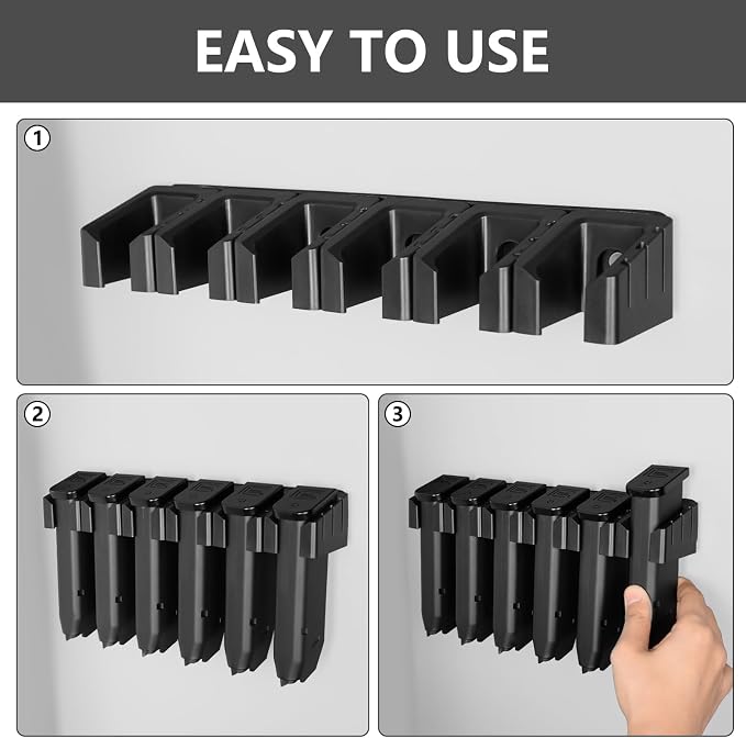 Adoreal Magnetic ABS 6 Standard Double Stack Mag Rack Wall Mount, Wall Magazine Display, Detachable Wall Mags Storage Organization System, Precision Fit Glock 17, 19, 26, 31, 32, 33, 34 Mags