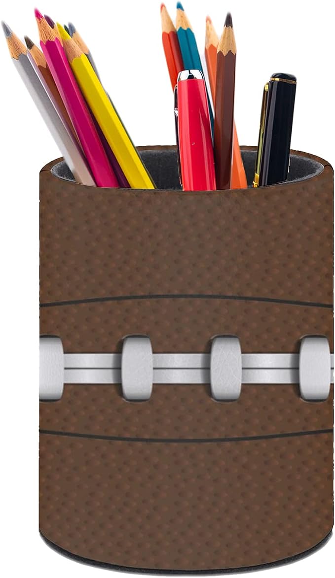 American Football Pen Holder Pencil Cup for Desk Organizer | Cute Makeup Brush Holder PU Multifunctional Office Suppliesfor Decor Home Classroom School