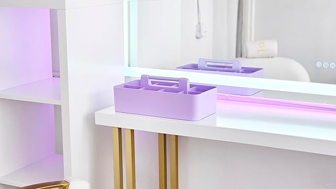 -Large Portable Caddy, DIY Dividers, 8 Compartments, School Office Supplies Home Business Basket with Handle Storage Modern Made in USA (3 PACK, Lavender)