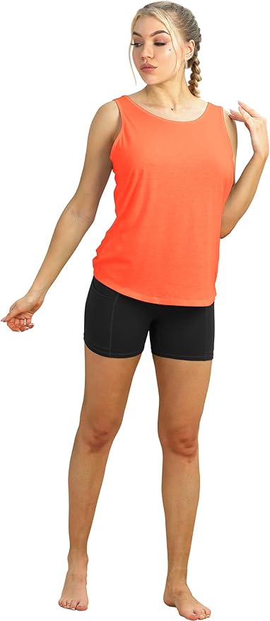 icyzone Women's Open Back High Neck Workout Athletic Gym Tank Tops