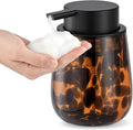 Marble Glass Foaming Hand Soap/Lotion Pump Dispenser, Refillable for Kitchen and Bathroom Countertop (Amber)