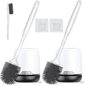 Lefree 2 Pack Silicone Toilet Brush,Rubber Toilet Bowl Brush and Holder Set with Ventilated Holder, Toilet Cleaner Brush for Bathroom,Floor Standing & Wall Mounted Toilet Scrubber Without Drilling