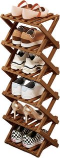 YYW Bamboo Shoe Rack, Foldable Vertical Free Standing Shoe Storage Shelf | Foldable design, Free standing for entryway or living room, Vertical shoe organizer, Space saving closet shelf