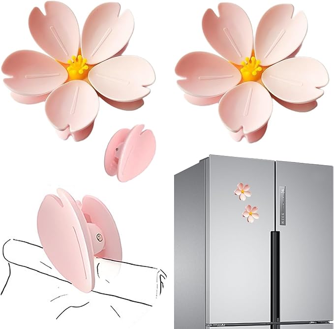 Magnetic Bag Clips Cute 3D Sakura - 10 Pack Food Closing Clips for Snack, Cereal & Pet Food Bags, Kitchen Organizer with Magnetic Base for Fridge Storage