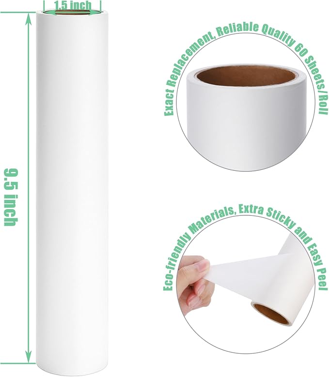 9.5 inch Lint Roller Refills Only, Fit for 9.4/9.45/9.5 inch Large Lint Rollers for Floor Carpet Couch, Extra Sticky Pet Hair Lint Roller Refill 5 Pack, Total 300 Sheets (9.5'' Wide)