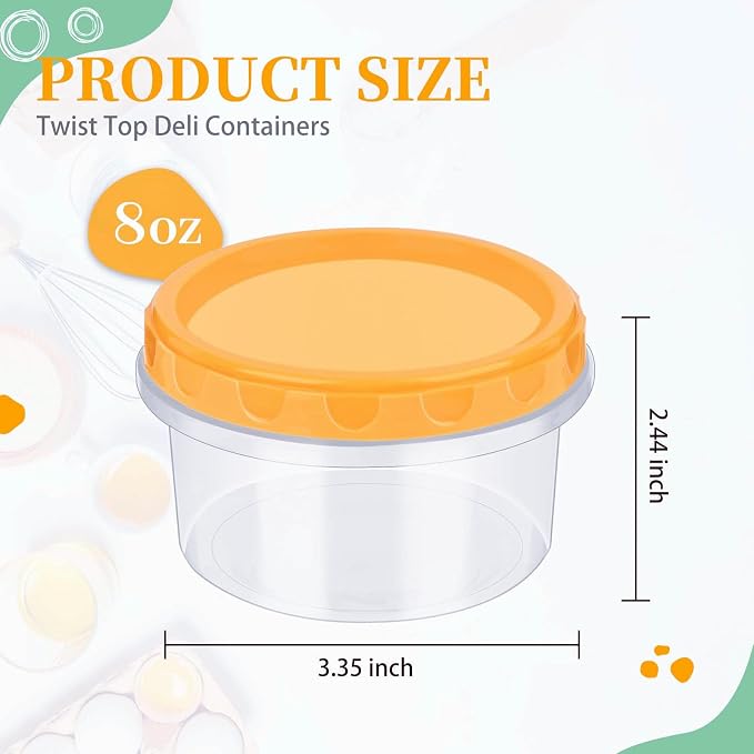 TOFLEN 8 oz Small Plastic Freezer Containers, 12 Pcs, Multicolor | Reusable Food Storage Containers with Twist Lids, BPA-free, Leakproof & Airtight, Freezer Safe, Dishwasher Safe