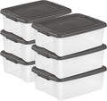 Sterilite 6-Pack ShelfTote, Clear Plastic Storage Bins with Lids, 25 Quart, Gray - Stackable Organizing Container Boxes for Closet, Bathroom, and Office