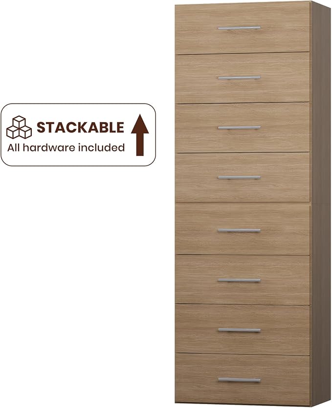 ROOMTEC 25.5" 4 Drawer Short Tower Closet Unit, Modular Closet System with Drawers and Shelf, Wardrobe Organizer for Bedroom or Walk-in Closet, Wall Mounted, Customizable Clothes Storage Unit, Wood