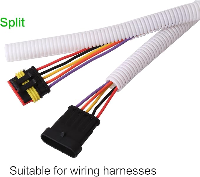 Alex Tech 50ft - 1/4 inch Split Wire Loom Tubing - White